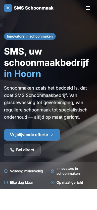 Mobiele homepage van SMS Schoonmaak